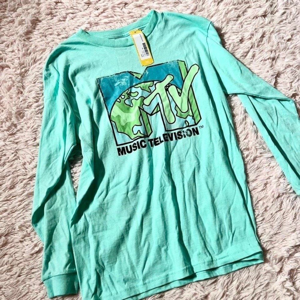 MTV Logo Retro Hipster Earthy Nostalgic Punk Grunge Y2K Urban Long Sleeve‎ Top